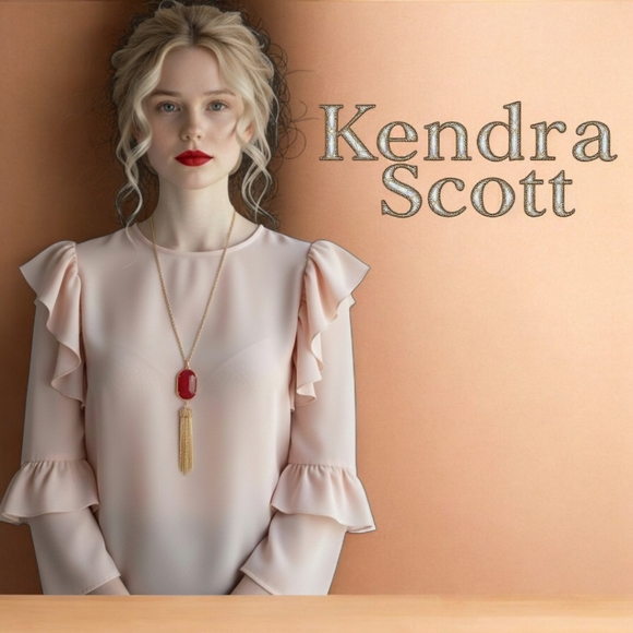 Kendra Scott Rayne Necklace in Red Illusion Adjustable EUC $89 Retail - Picture 2 of 12